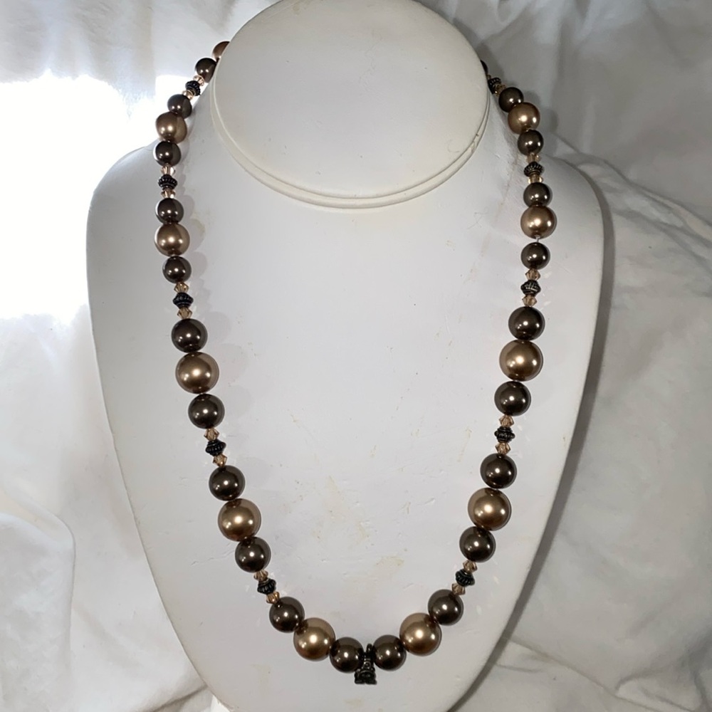Swarovski Pearl with Swarovski Crystal accent and Sterling Necklace
